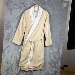 Mansfield Robe Tan Sleepwear L/XL Plush Fleece Lined Spa Luxury Beige Long EUC